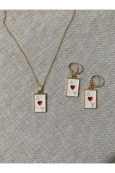 Fiamoss Women's Mug Ace Necklace and Earring Set