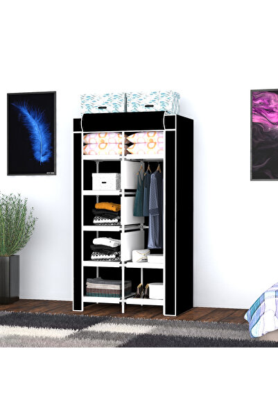 Tomris Hatun Mini Bez Dolap, Gardırop, Plastik Profilli, Askılı