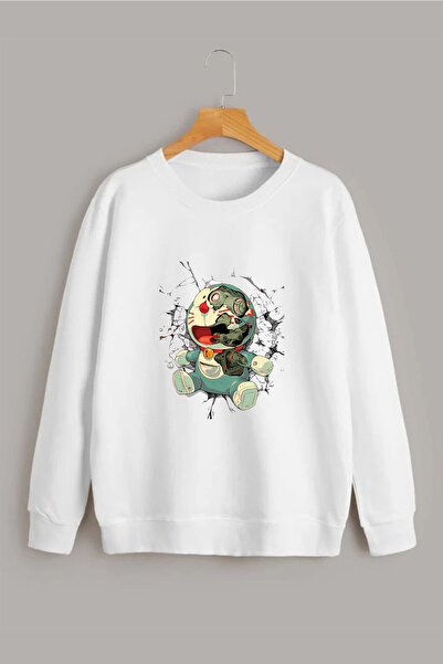 Vordevia Іграшкова футболка з принтом робота, біла, великого розміру, з кругл...