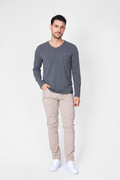ADAM BOXES V-Neck Long Sleeve T-shirt Np-trelargo - Dark Gray