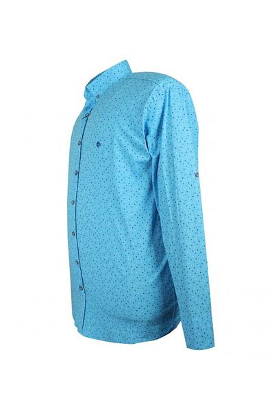 marufshop Ανδρικό μακρυμάνικο πουκάμισο Lycra μεγάλου μεγέθους, μπλε