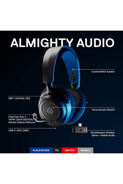SteelSeries Arctis Nova 7p Kablosuz Playstation Konsol Kulaklığı