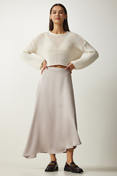 Happiness İstanbul Női nerc aszimmetrikus formázott szatén szoknya UB00218