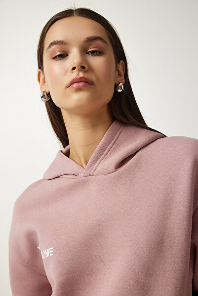 Happiness İstanbul Női púderes kapucnis Rose Gold kötött pulóver OW00009