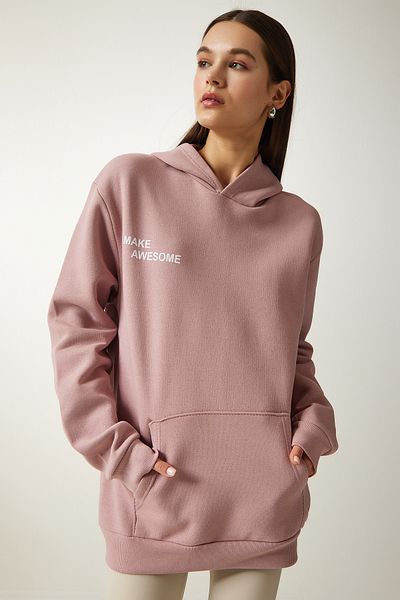 Happiness İstanbul Damen-Puder-Kapuzen-Sweatshirt in Roségold OW00009