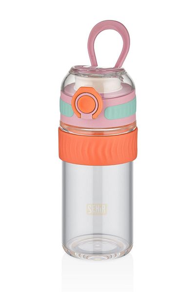 Vagonlife 400ml TKK - Comfortable Silicone Drinking, Pink Glass Flask with Lockable Lid