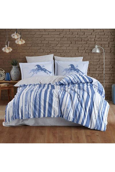 Hobby Cascade Blue Poplin - Double Duvet Cover Set