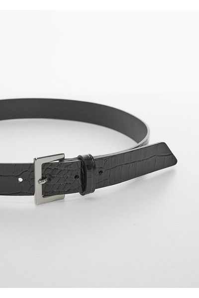 MANGO Woman Crocodile Patterned Leather Belt