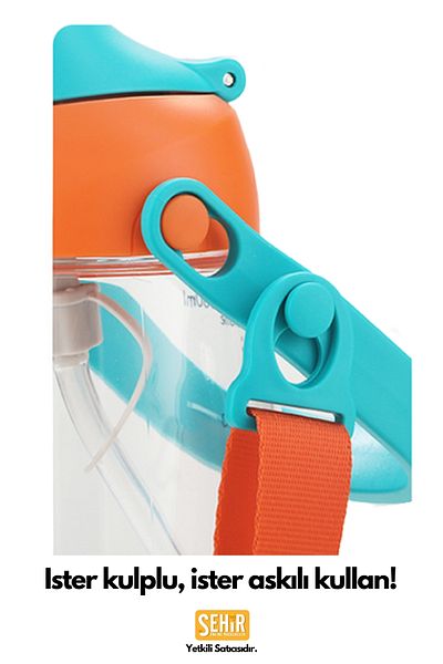 Uzspace 1500ml New Collection Tritan Children's Water Bottle with Strap and Handle with/without Straw
