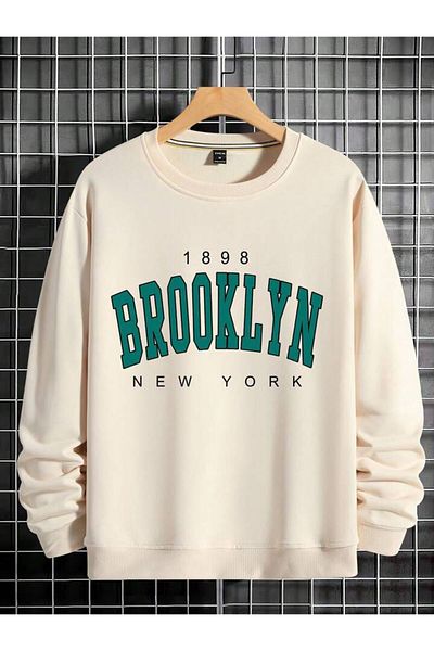 AEMİ Φούτερ Unisex Brooklyn Printed Crew Neck Oversize