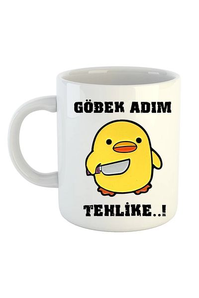 Tanem Tasarım White Porcelain Mug - Belly Step Hazard!
