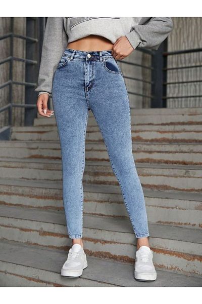 kotmodası Blugi skinny skinny cu talie înaltă pentru femei