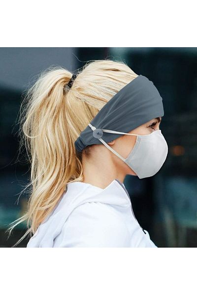 BERG Adult Face Mask Ear Relaxing Hair Band Holder Mask Buttoned Bandana, Hair band