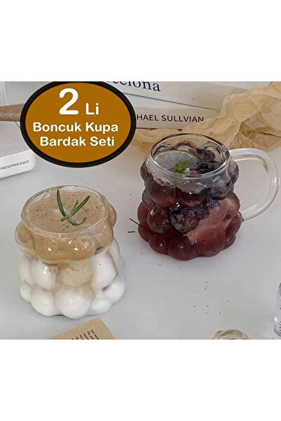 M Mimoza Park 2 Li Kulplu Boncuk Bardak Şekilli Bardak Seti | Kahve Ve Sunum ...