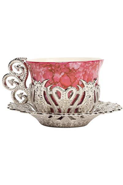 KT HOME Turkish Coffee Presentation Set - Metal Coffee Cup Set Porcelain Espresso Cup