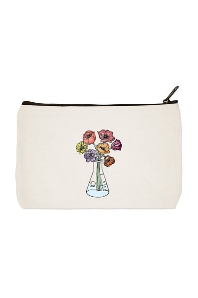 designedfy Flower 5 Printed Cloth Makeup Bag Pen Holder Hand Bag