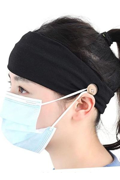 BERG Unisex Face Mask Ear Relaxing Hair Band Holder Mask Buttoned Bandana