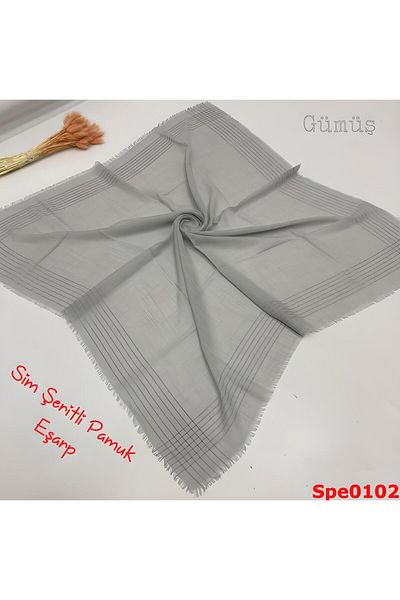 Melodi Scarf Γυναικείο ασημί ριγέ μονόχρωμο κασκόλ Τυρόπανο Γράψιμο Ασημί Γκρι