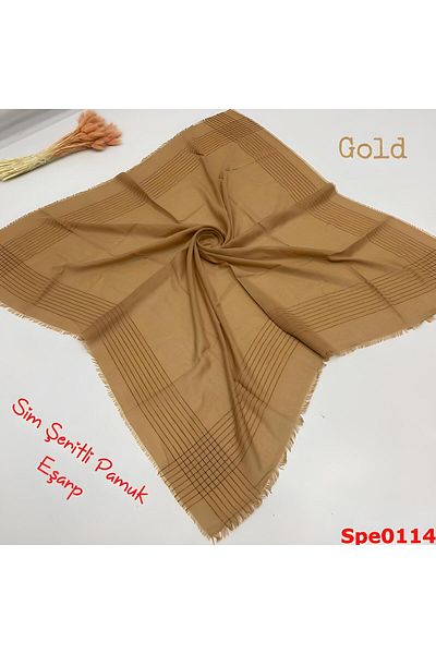 Melodi Scarf Eșarfă de culoare uni cu dungi argintii pentru femei, pânză de brânză, scris auriu