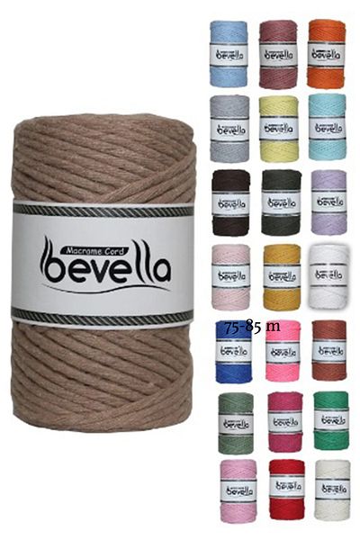 Bevella Macrame Cord Σχοινί Μακραμέ 3 Mm Τσαρνάζιμα 1 Τεμάχιο 250 gr Σκούρο Μπεζ