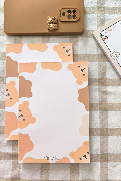 Flowery Paper Hello Bear Notepad A5 - Memopad, Bloknot, Defter, Not Kağıdı