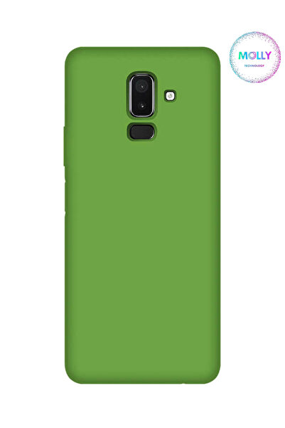 Molly Samsung Galaxy J8 İçin Matcha Yeşili Liquid İçi Kadife Silikon Kılıf