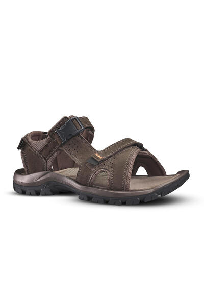 Decathlon Men's Outdoor Leather Sandals - Brown - Nh120