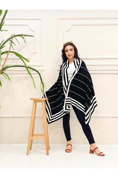 Kayaka triko women's double-sided usable striped shawl