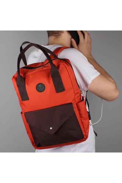 My Valice Smart Bag Post Usb Şarj Girişli Laptop Bölmeli Notebook Sırt Çantası Kiremit