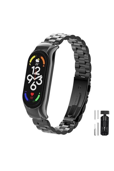 Fibaks سوار ساعة من الفولاذ المقاوم للصدأ متوافق مع Xiaomi Mi Band 8