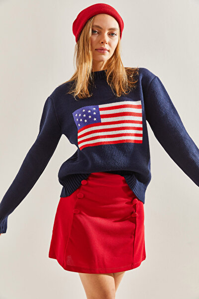 Bianco Lucci Dámský pletený svetr se vzorem vlajky