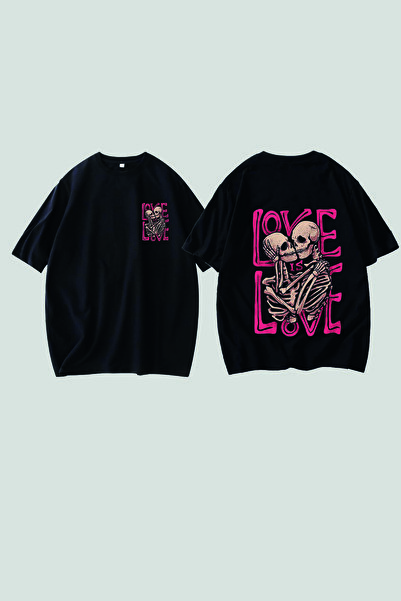 Vordevia Love is Love εμπριμέ μαύρο μπλουζάκι Oversize