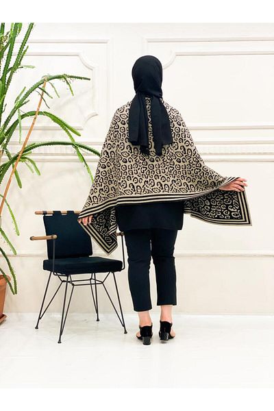 Kayaka triko women's double-sided usable leopard print shoulder shawl