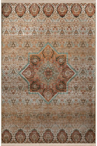 Rugs Modern Halı Δημιουργικό Vintage Διακοσμητικό Χαλί με Μπεζ Θέμα, Εθνικά Σ...