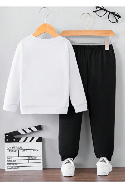 CERENCE AKÇA OKULCUNUZ Φούτερ και αθλητική φόρμα με 3 κλωστές επάνω λευκό κάτω μαύρο εμπριμέ για κορίτσια/αγόρια