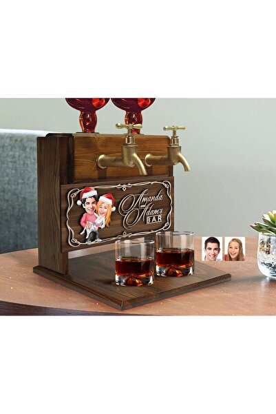 Bk Gift Kişiye Özel Kabartma İsimli Yılbaşı Çift Karikatürlü Çift Musluklu Do...