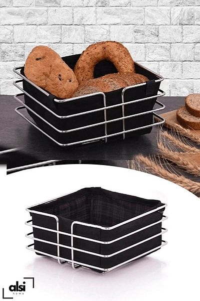 ALSİ HOME Luxury Stainless Square Bread Basket