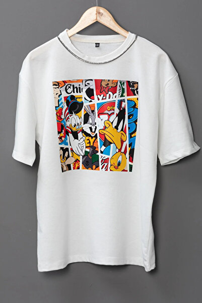 Keywest Μπλουζάκι Unisex Plus Size Cartoon Character με στάμπα από βαμβακερό ...