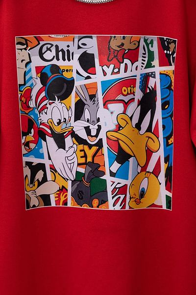 Machetta Large Size Cartoon Character Printed Oversize T-shirt