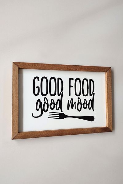 Tooall „Good Food Good Mood” Tablou din lemn pentru bucătărie, „Good Food Good Mood”