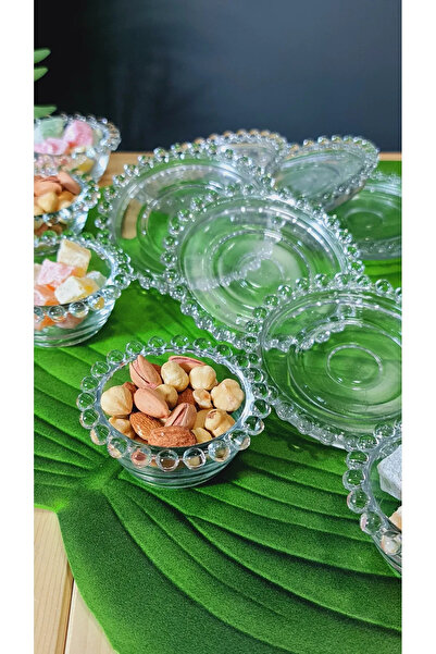 Genel Markalar 6 Kişilik 12 Parça BONCUK Çerezlik, Şekerlik, Reçellik, Cam Kase