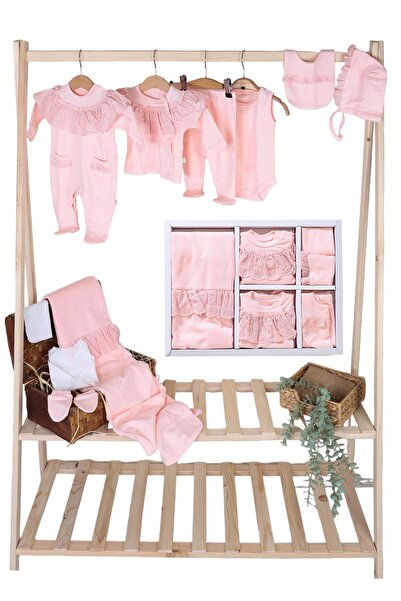 Kız Bebek Natıral Pamuk Kumaş Dantelli Lüks 10 Lu Hastane Çıkışı Seti Stl6448