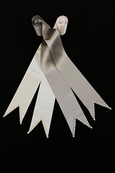 ZEYMERADE رمادي أبيض بسيط لؤلؤة العروس العريس مجوهرات الشريط، وعد الزفاف الخط...