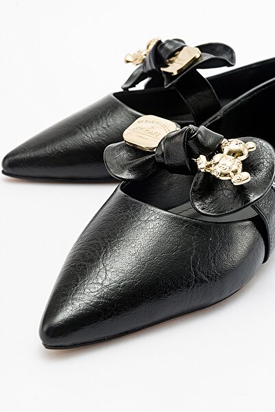 LuviShoes Dámské baleríny HELSİ Black Shiny Bow