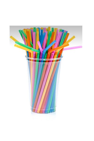 YDGR Colorful Long Bellows Straw 25 Pieces Mixed Color Bellows Straw