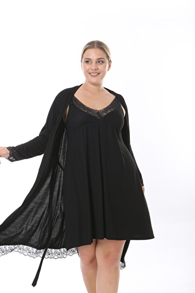 XL Modam WOMEN'S LARGE SIZE Black 2-Piece NIGHTWEAR SET