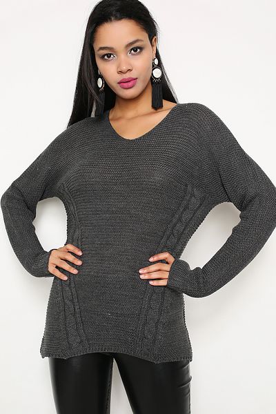 AVORWE V-Neck Reverse Knitted Hair Patterned Jacquard Knitwear Sweater