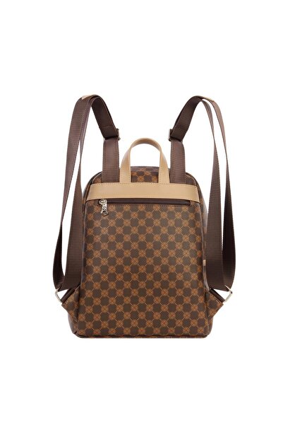 CENGİZ PAKEL Cengiz Pakel Monogram Useful Women's Backpack - 7368P - Brown/Earth