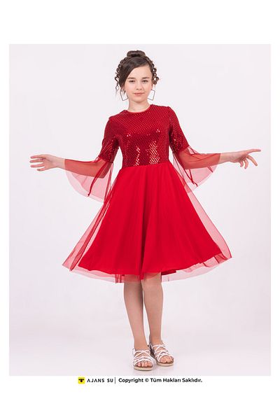 RAMON&ARTOS Graduation Girl's Dress - Tulle and Shortcut Sequin Detail