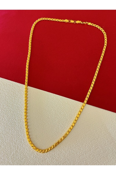 JEICON ATELIER 60 cm Gold Renk 22 Ayar Altın Kaplama İnce Pullu Zincir